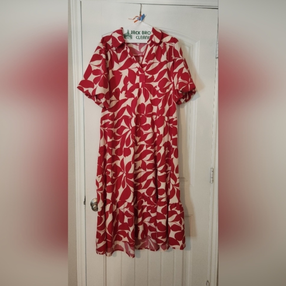 Umgee Notched Collar Midi Sundress